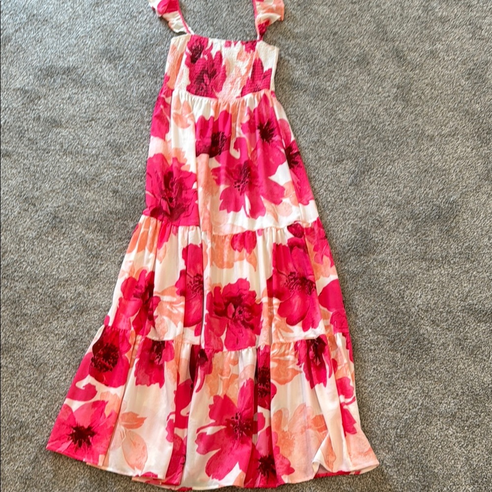 Flying Tomato Pink and Red Tiered Maxi Dress